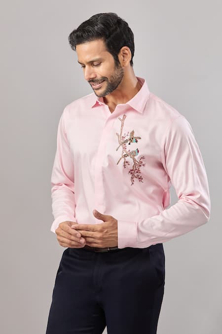 Aariyana Couture Floral Placement Embroidered Casual Shirt 
