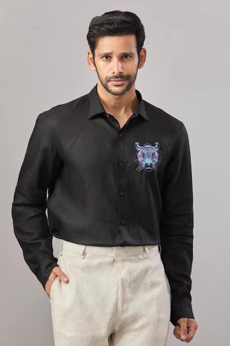 Aariyana Couture Dori Placement Embroidered Casual Shirt 