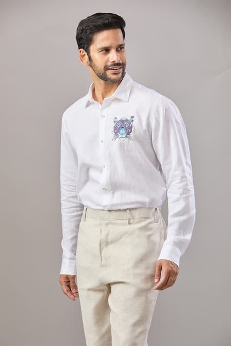 Aariyana Couture Thread Placement Embroidered Casual Shirt 