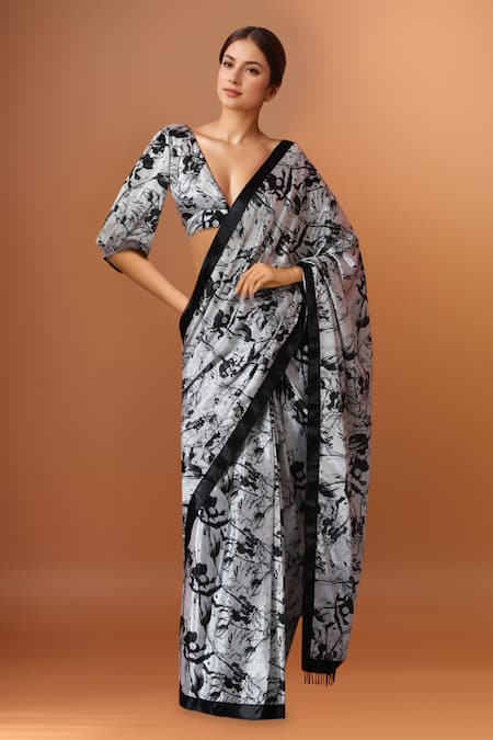 Samyukta Singhania Printed Pre-Draped Saree & Blouse Set 