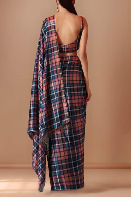 Shop_Naintara Bajaj_Multi Color Printed Pre-draped Saree Set _at_Aza_Fashions