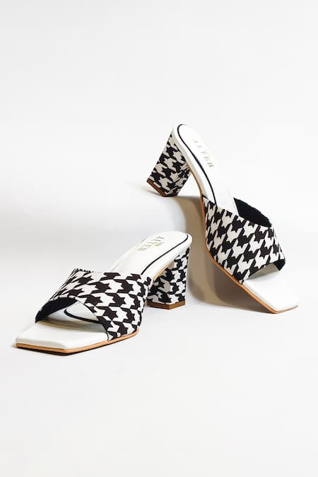The Alter T-shaped Houndstooth Block Heels