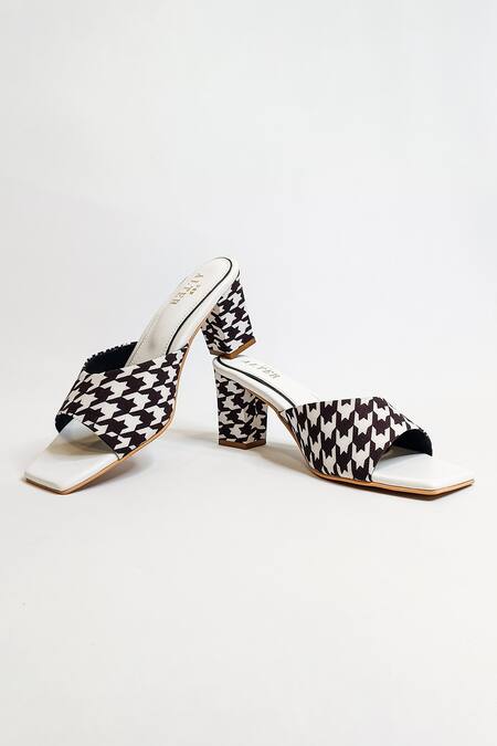 The Alter_Black T-shaped Houndstooth Block Heels _at_Aza_Fashions