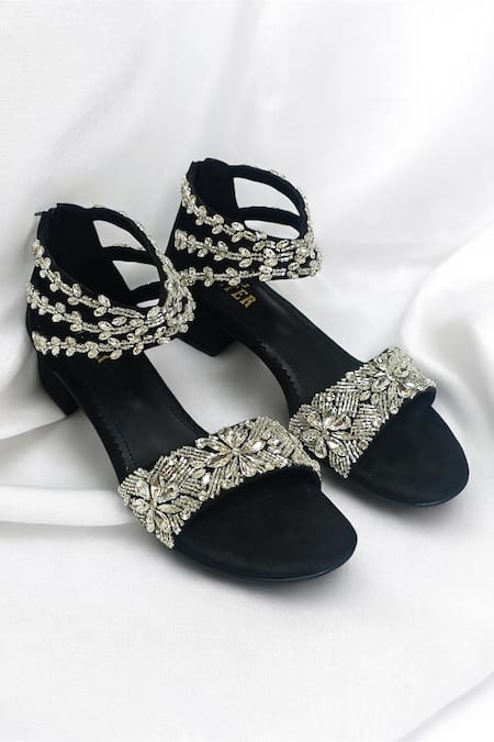 The Alter Black Embellished Block Heels 