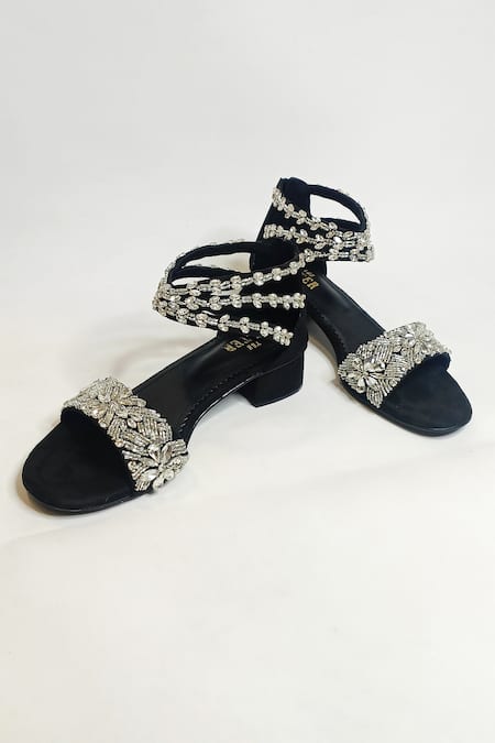 The Alter Black Embellished Block Heels