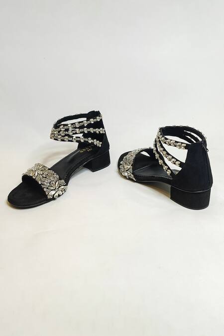 Shop The Alter Black Embroidery Embellished Block Heels Online at Aza Fashions Shop_The Alter_Black Embroidery Embellished Block Heels _Online_at_Aza_Fashions