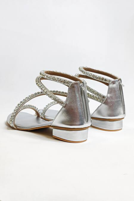 The Alter_Silver Rhinestones Serena Embellished Heels _Online_at_Aza_Fashions