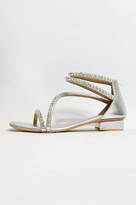 Shop_The Alter_Silver Rhinestones Serena Embellished Heels _Online_at_Aza_Fashions