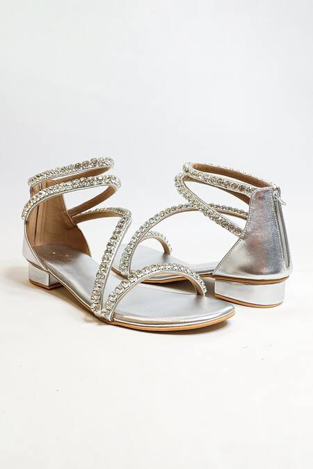 The Alter_Silver Rhinestones Serena Embellished Heels _at_Aza_Fashions