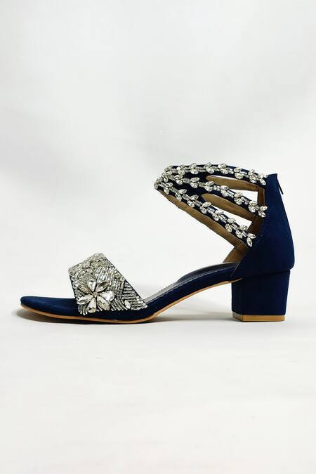 Buy The Alter Blue Sequins, Embroidery Bella Embellished Block Heels Online at Aza Fashions Buy_The Alter_Blue Sequins, Embroidery Bella Embellished Block Heels _Online_at_Aza_Fashions