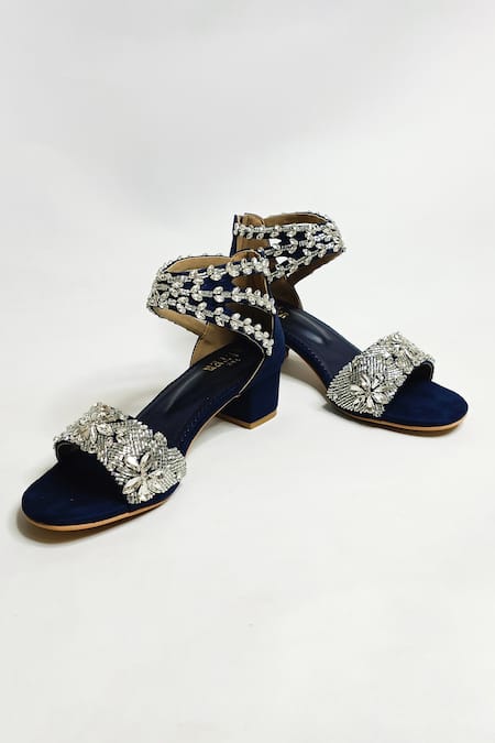 The Alter Bella Blue Embellished Block Heels