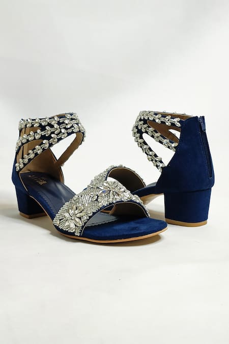 The Alter Blue Sequins, Embroidery Bella Embellished Block Heels at Aza Fashions The Alter_Blue Sequins, Embroidery Bella Embellished Block Heels _at_Aza_Fashions