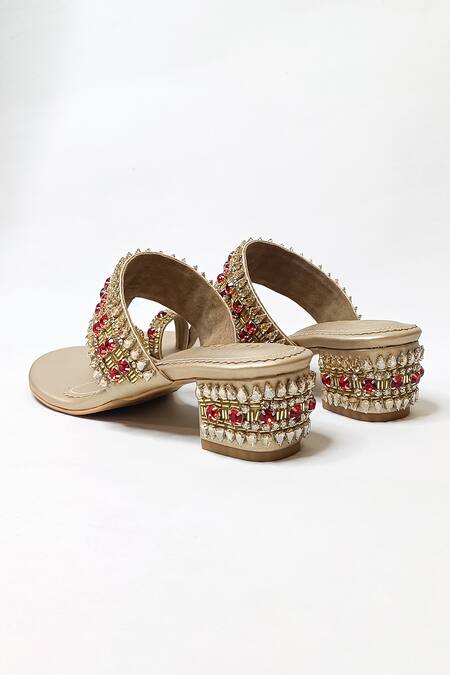 Shop_The Alter_Gold Crystals Light Embellished Block Heels 