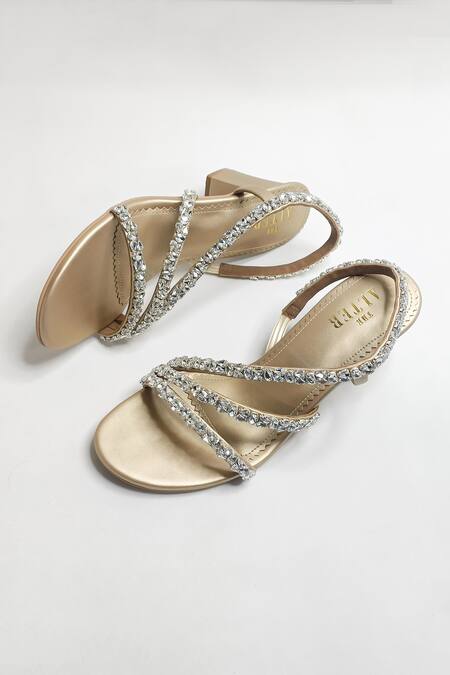 Shop_The Alter_Gold Rhinestones Embellished Block Heels 