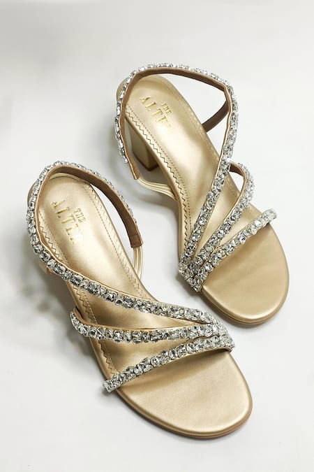 The Alter Gold Embellished Block Heels 