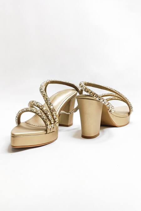 Buy The Alter Silver Crystals Embellished Light Gold Platform Block Heels Online at Aza Fashions Buy_The Alter_Silver Crystals Embellished Light Gold Platform Block Heels _Online_at_Aza_Fashions