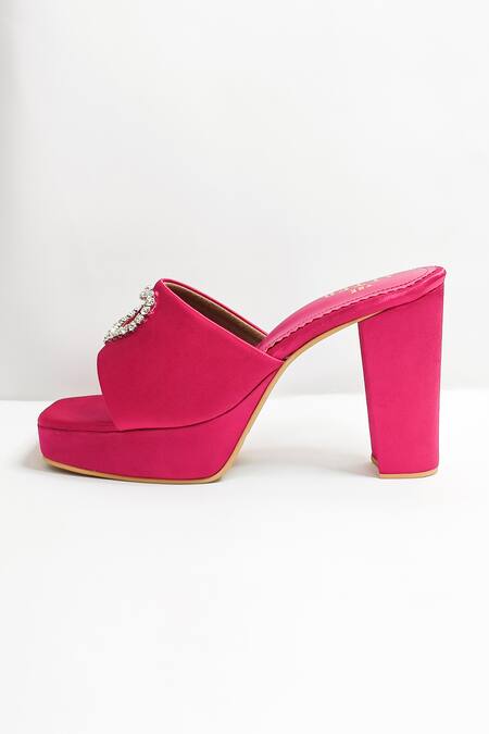The Alter_Pink Rhinestones Sweetheart Embellished Platform Heels _Online_at_Aza_Fashions