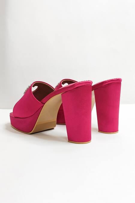 Buy_The Alter_Pink Rhinestones Sweetheart Embellished Platform Heels _Online_at_Aza_Fashions