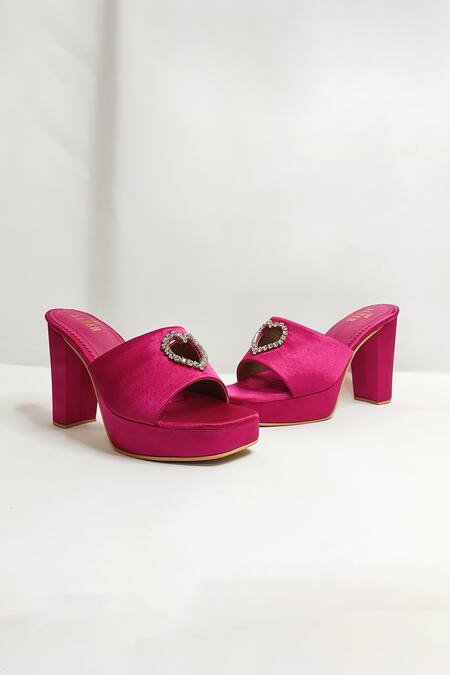 The Alter_Pink Rhinestones Sweetheart Embellished Platform Heels _at_Aza_Fashions
