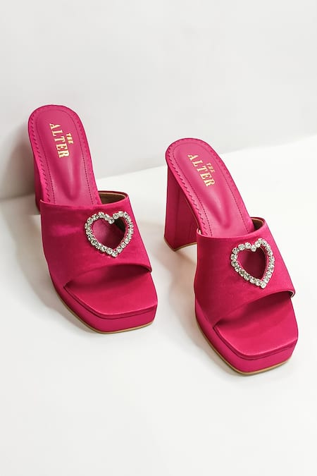 THE ALTER Pink Rhinestones Sweetheart Embellished Platform Heels 
