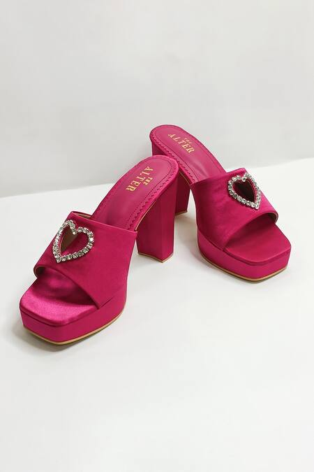 The Alter Sweetheart Embellished Pink Platform Heels 