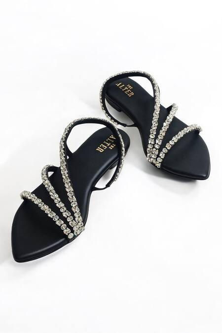 The Alter_Black Kiara Embellished Flats _Online_at_Aza_Fashions