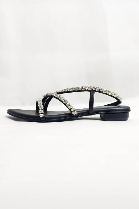 Buy_The Alter_Black Kiara Embellished Flats _Online_at_Aza_Fashions