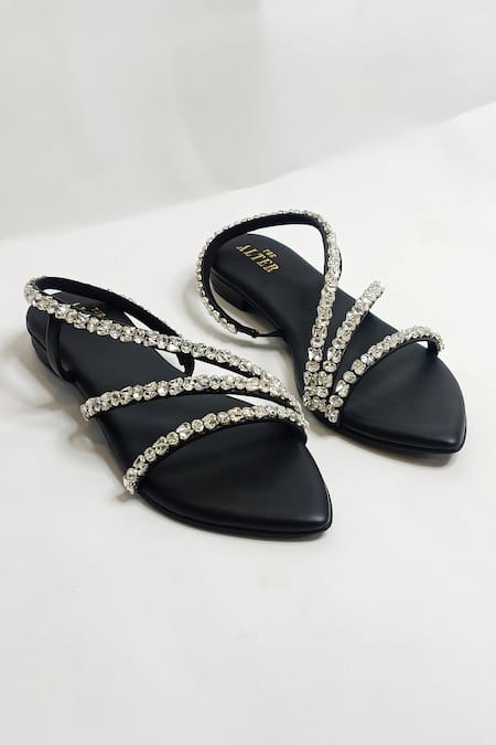 The Alter Kiara Black Embellished Flats 