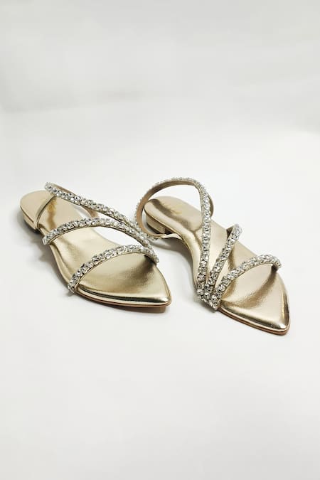THE ALTER Gold Kiara Embellished Flats 