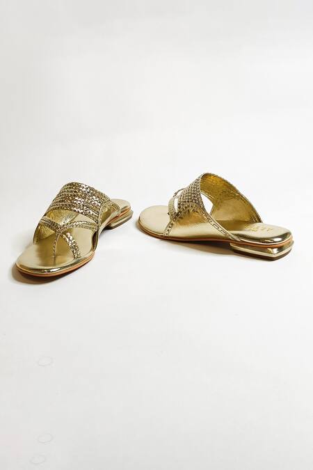 The Alter_Gold Braided Flats _Online_at_Aza_Fashions
