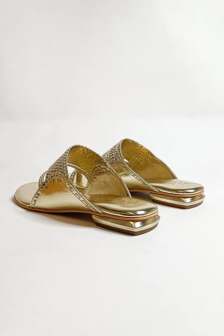 The Alter_Gold Braided Flats _at_Aza_Fashions