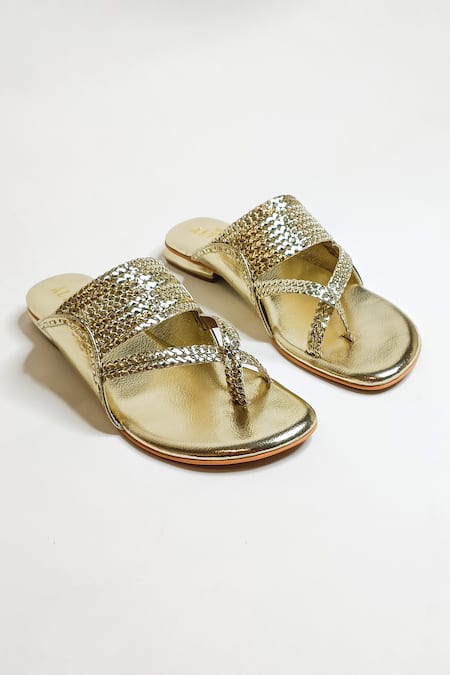 Buy_The Alter_Gold Braided Flats 