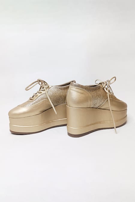 Buy_The Alter_Gold Matte Shimmer Sneaker Platforms 