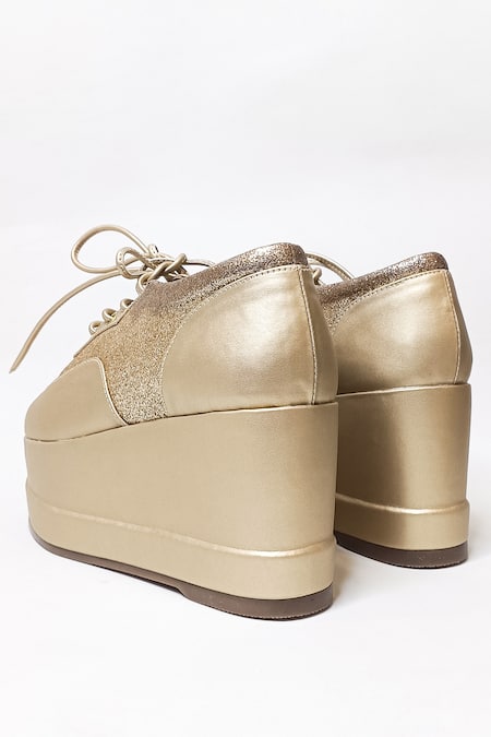 Shop_The Alter_Gold Metallic Shimmer Platform Sneakers 