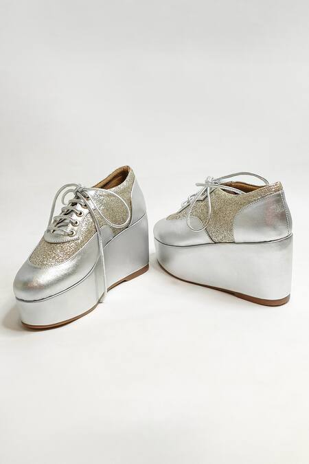 The Alter_Silver Shimmer Platform Sneakers _Online_at_Aza_Fashions