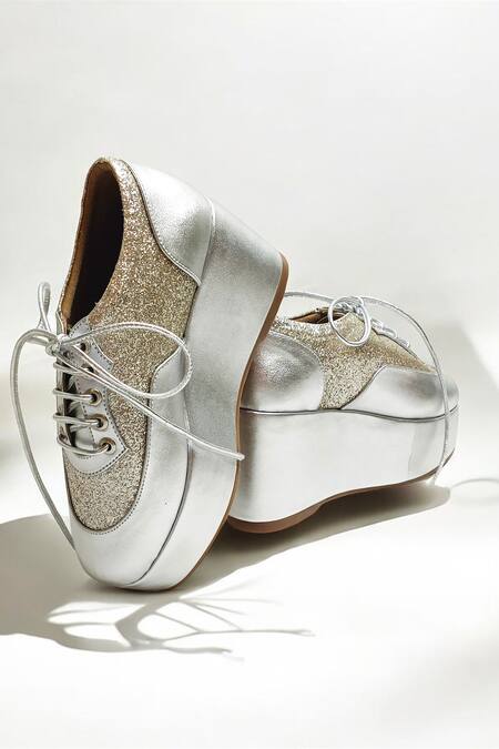 The Alter_Silver Shimmer Platform Sneakers _at_Aza_Fashions