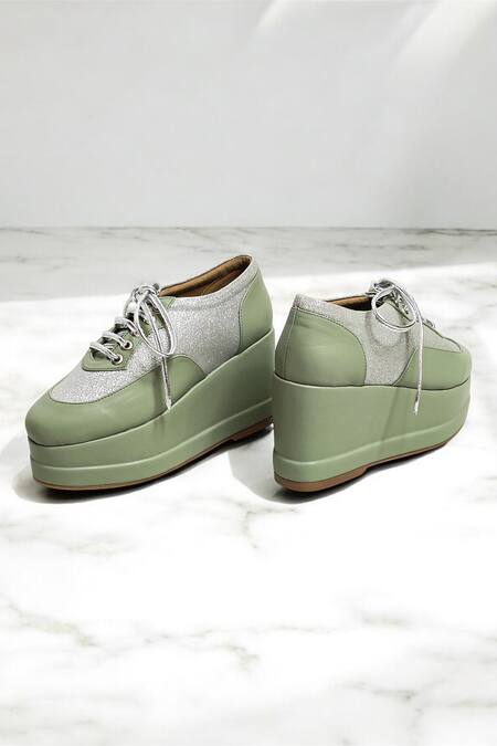 The Alter_Mint Green Shimmer Platform Sneakers _Online_at_Aza_Fashions
