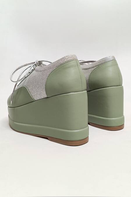 Shop_The Alter_Mint Green Shimmer Platform Sneakers 