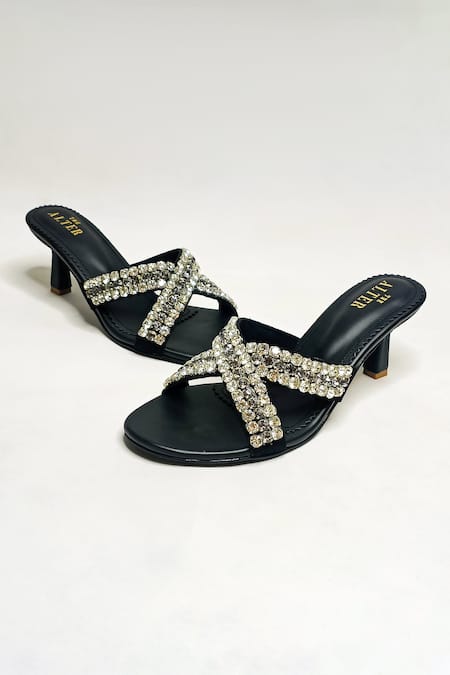 The Alter Black Criss Cross Embellished Stilettos 