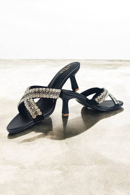 Shop_The Alter_Black Rhinestones Criss Cross Embellished Stilettos 