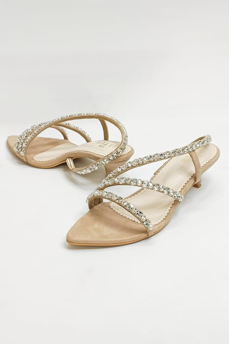 The Alter Embellished Beige Kitten Heels 
