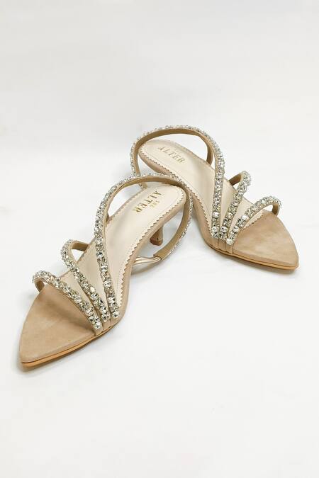 Shop_The Alter_Beige Rhinestones Embellished Kitten Heels 