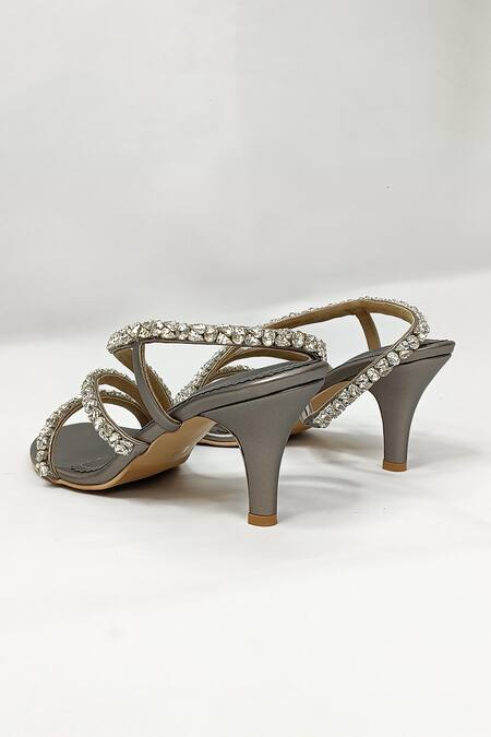 Shop_The Alter_Silver Rhinestones Gunmetal Embellished Stilettos 