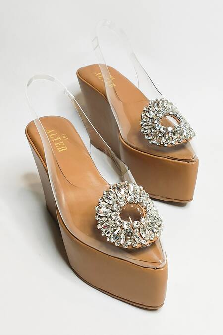 Buy_The Alter_Beige Rhinestones Julia Embellished Wedges 