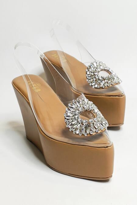 Shop_The Alter_Beige Rhinestones Julia Embellished Wedges 