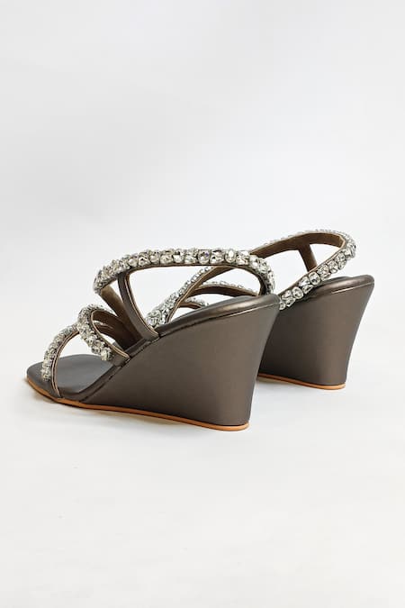 Shop_The Alter_Gray Rhinestones Gunmetal Embellished Wedges 