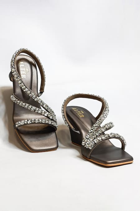The Alter Gunmetal Embellished Wedges 