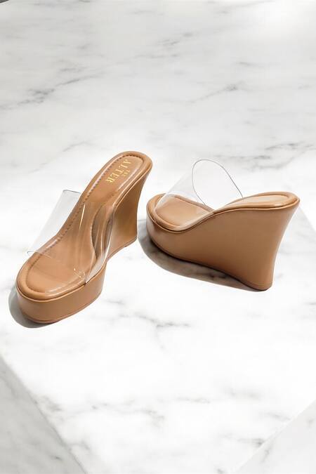 Buy_The Alter_Beige Clear Wedges _Online_at_Aza_Fashions
