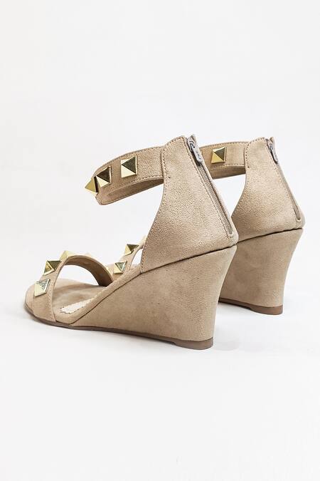 Buy_The Alter_Beige Studs Asher Studded Wedges _Online_at_Aza_Fashions