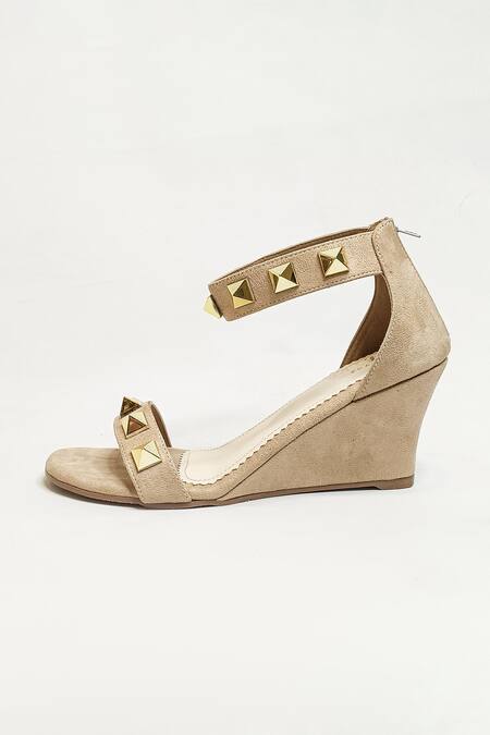 Shop_The Alter_Beige Studs Asher Studded Wedges _Online_at_Aza_Fashions